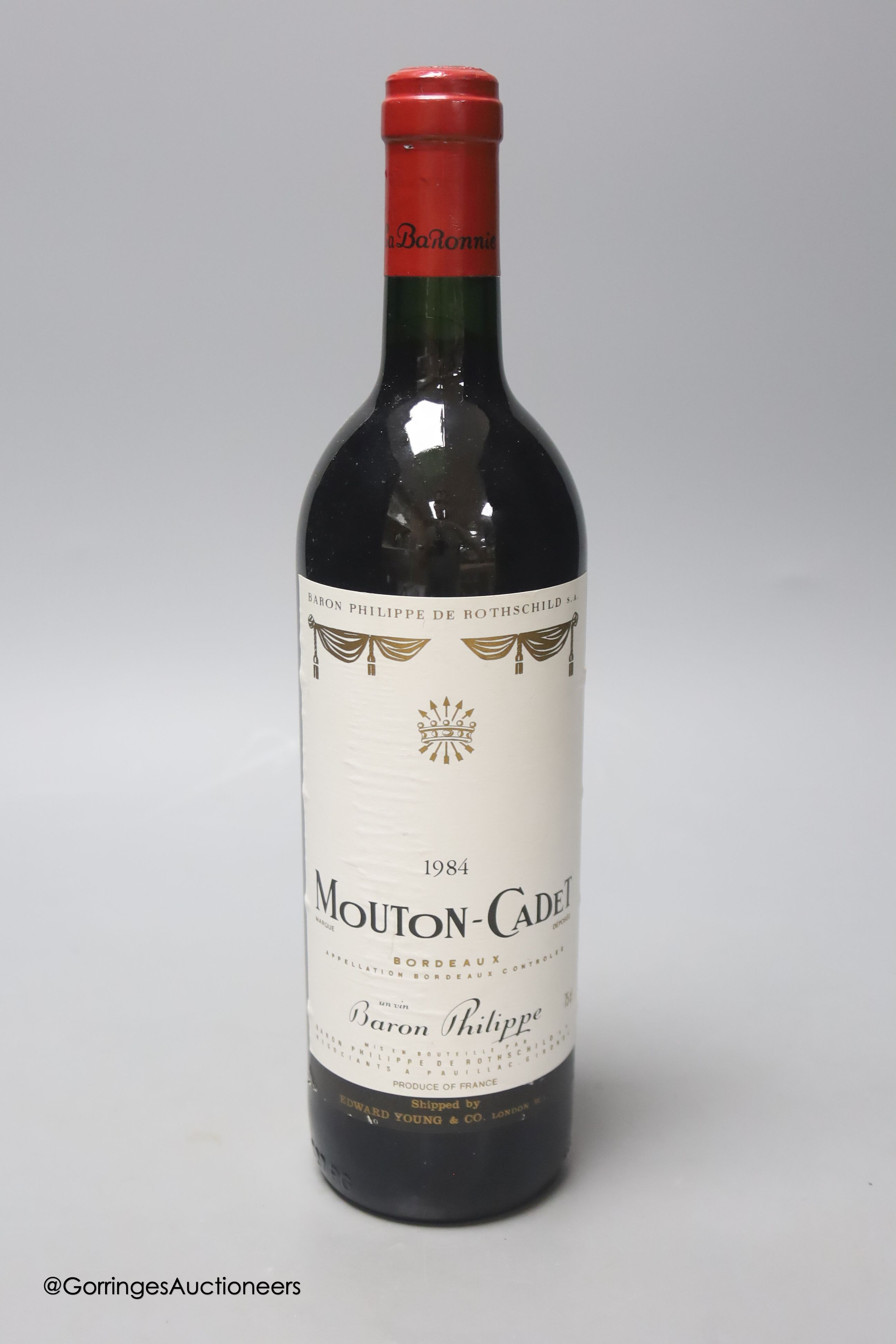 A bottle of Baron Philippe de Rothschild 1984 Mouton-cadet